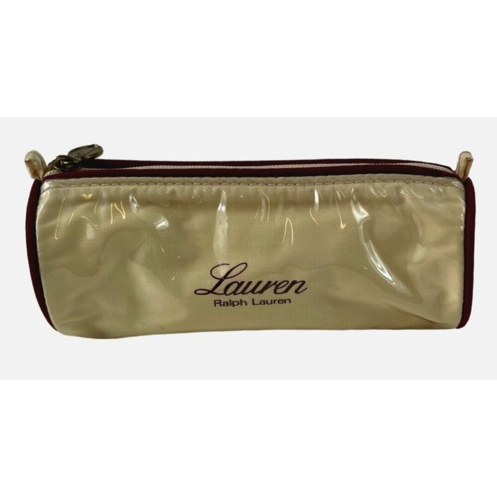 Lauren Ralph Lauren Vintage Barrel Cream Burgundy Cosmetic Bag